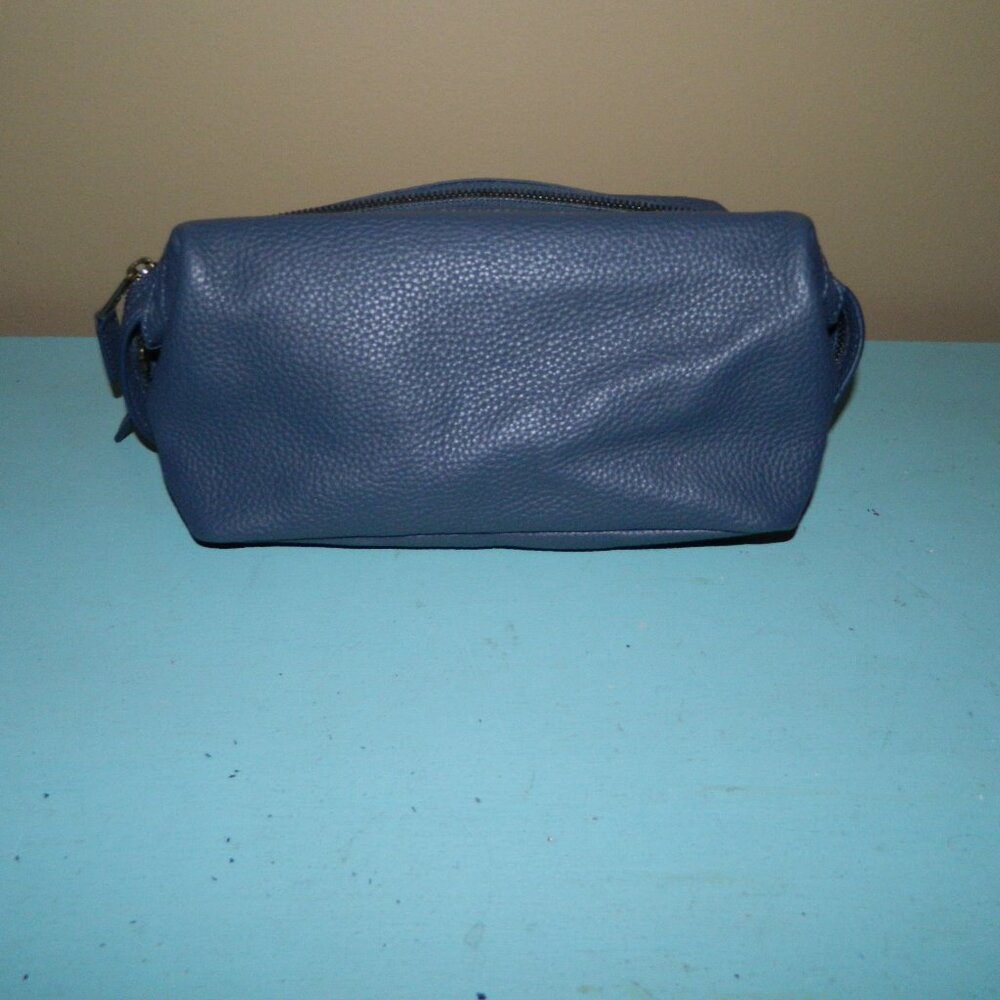 Mark & Graham Harvey Leather Travel Tolietry Pouch Bag Navy